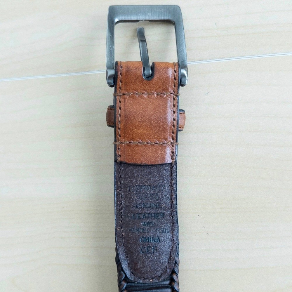 Mens Leather Woven Belt Size 38 Brown Braided Western Italian Heritage Old Money - Picture 5 of 7